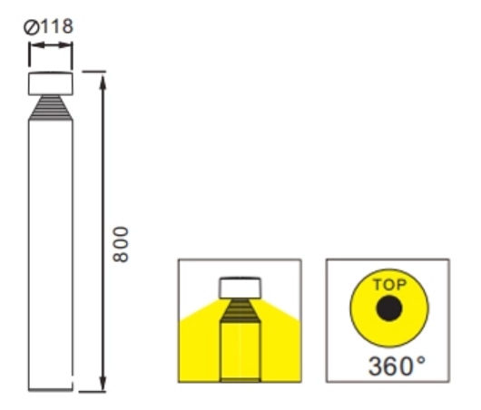 ขนาดโคมไฟสนาม DILAN LED 10W