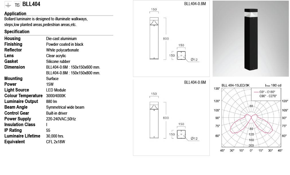 BLL404 LED 15W | โคมไฟLED หลอดไฟLED ขายส่ง ราคาโครงการ