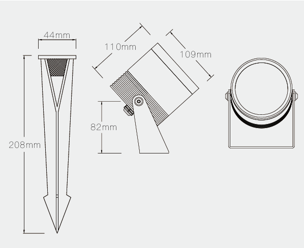 ขนาดโคมไฟส่องต้นไม้-SHOKU-L-LED-24V-20W-IP66